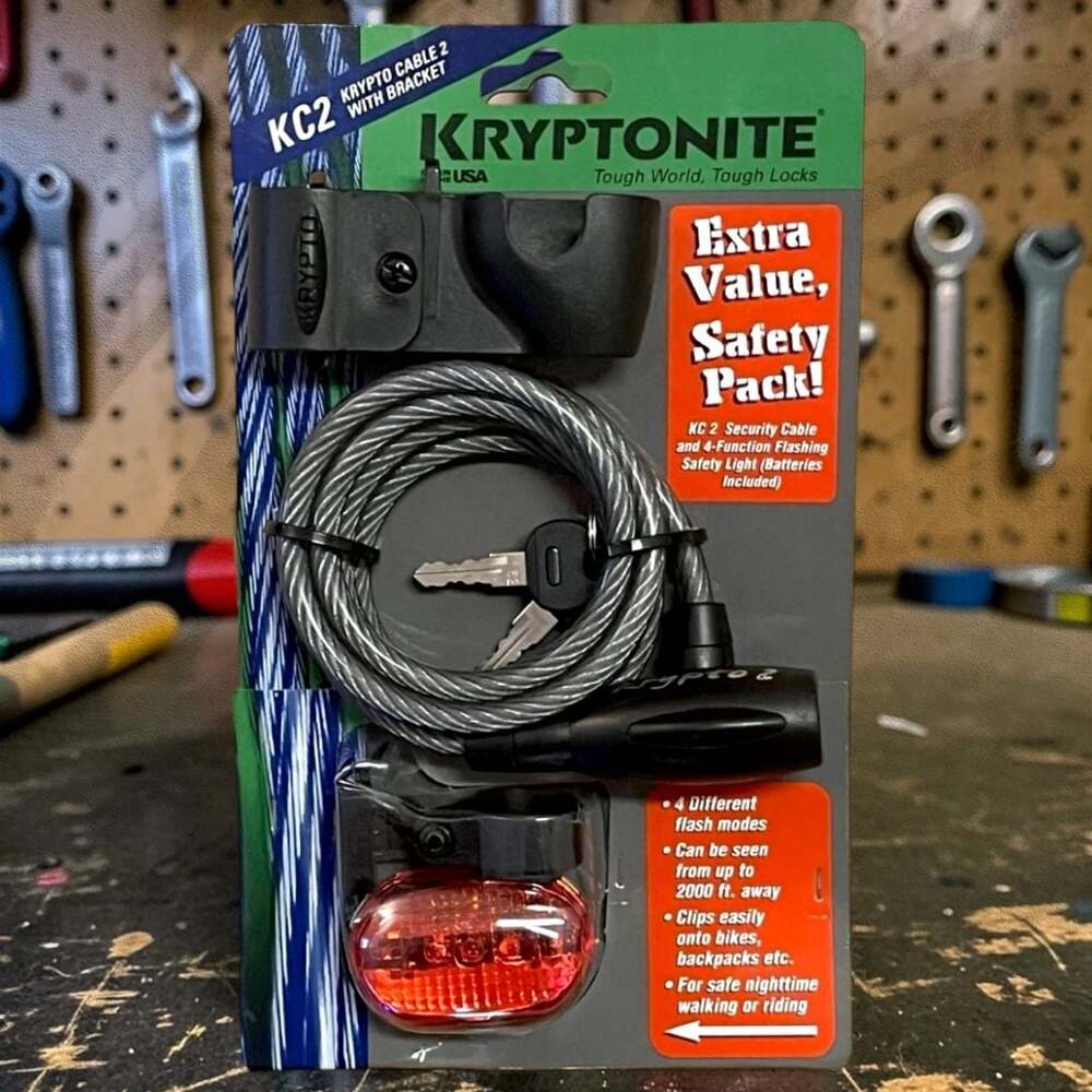 Kryptonite KC2 Krypto Cable 2 w| Bracket and Safety Light